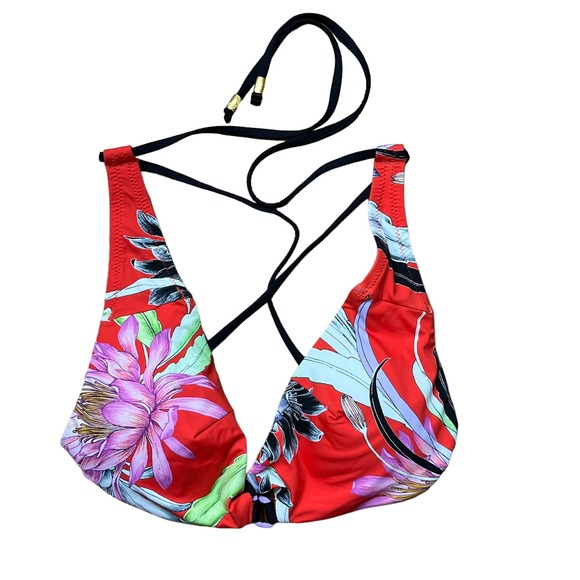 Tina Turk Swim NWT Shangri La Triangle String Bikini Top Flame Red UPF 50+ 12 - Picture 2 of 12